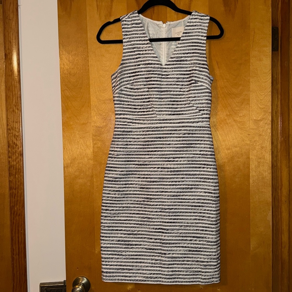 Jcrew fitted navy stripe summer dress